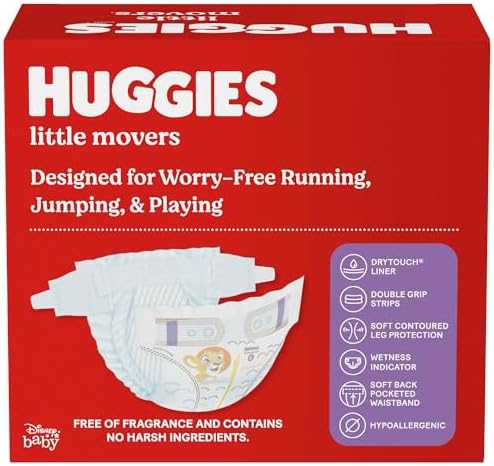 Huggies Size 4 Diapers, Little Movers Baby Diapers, Size 4 (22-37 lbs), 22 Count, Packaging May Vary