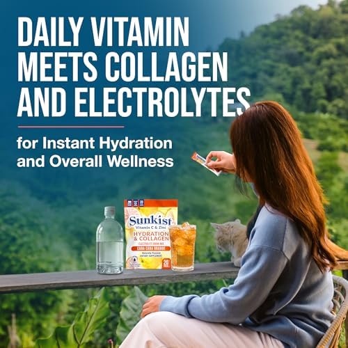 The Frozen Bean Sunkist Collagen Drink Mix - Hydration Strawberry Lemon Electrolyte Drink for Women with Vitamin C, Zinc, Collagen Peptides, Naturally Flavored - 20 Pack