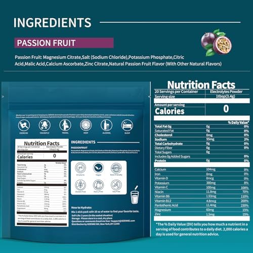 Electrolytes Powder Packets, Hydration Packets, Electrolytes Powder No Sugar, Portable Electrolyte Drink Mix for Rapid Hydration, Sugar Free & Low Sodium | 0 Calorie | 7 Flavors | 20 Sticks