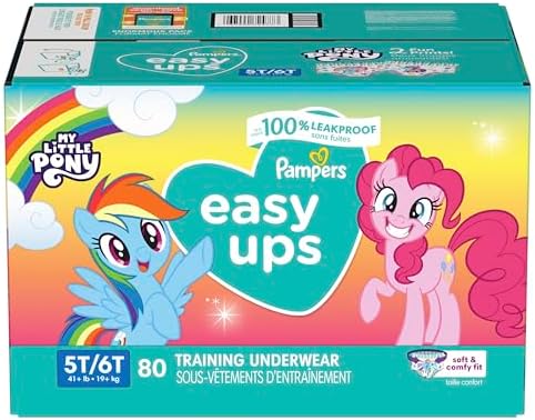 Pampers Training Pants - Easy Ups Girls & Boys - Size 4T-5T, 56 Count, My Little Pony Potty Underwear (Packaging May Vary)