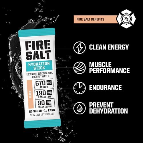 Fire Science Fire Salt Hydration Sticks, Electrolytes & Coconut Water, Hydration Drink Mix with Magnesium, Potassium & Sodium, Zero Sugar, Single Serve On The Go Packs, Variety Pack Flavors, 32 Count