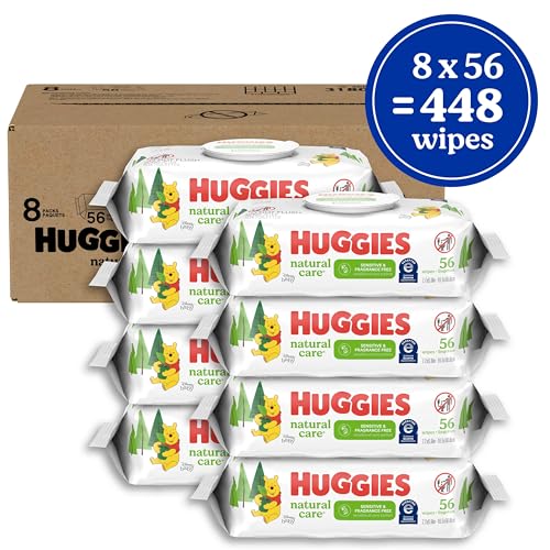Huggies Natural Care Sensitive Baby Wipes, Unscented, Hypoallergenic, 6 Flip-Top Packs (288 Wipes Total)