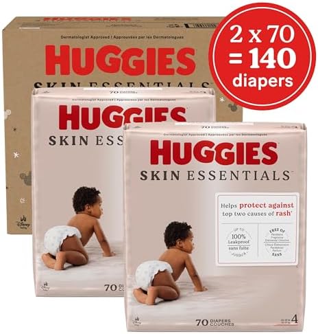 Huggies Size 2 Diapers, Skin Essentials Baby Diapers, Size 2 (12-18 lbs), 74 Count, Packaging May Vary