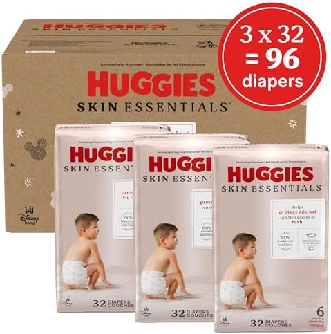 Huggies Size 2 Diapers, Skin Essentials Baby Diapers, Size 2 (12-18 lbs), 74 Count, Packaging May Vary