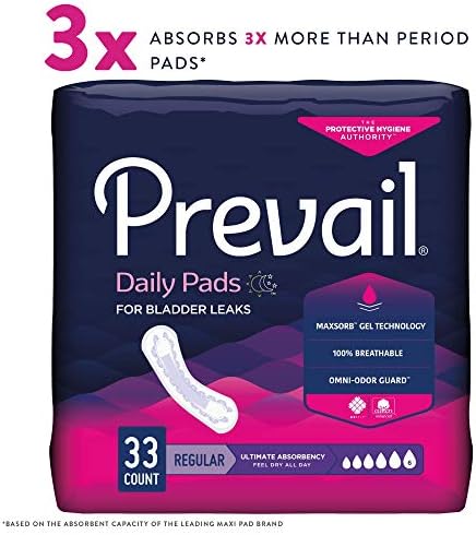 Prevail Plus | Long Length Incontinence Bladder Control Pads | Ultimate Absorbency | 90 Count (2 packs or 45)