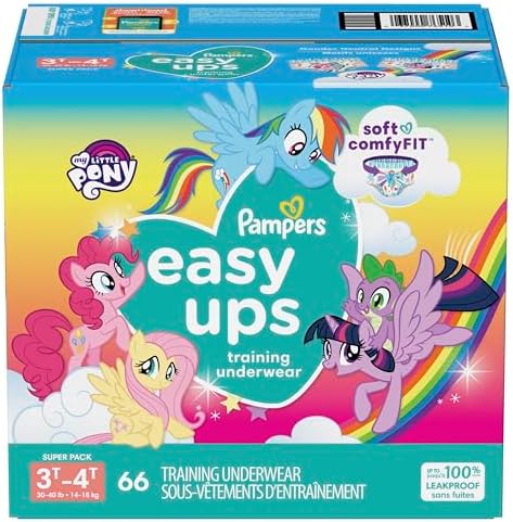 Pampers Training Pants - Easy Ups Girls & Boys - Size 4T-5T, 56 Count, My Little Pony Potty Underwear (Packaging May Vary)