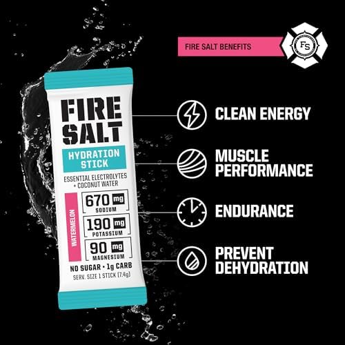 Fire Science Fire Salt Hydration Sticks, Electrolytes & Coconut Water, Hydration Drink Mix with Magnesium, Potassium & Sodium, Zero Sugar, Single Serve On The Go Packs, Variety Pack Flavors, 32 Count