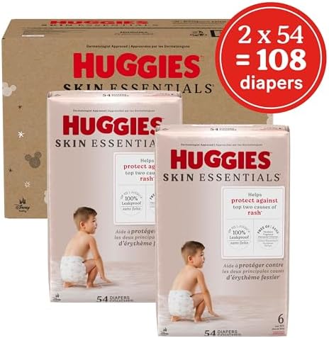 Huggies Size 2 Diapers, Skin Essentials Baby Diapers, Size 2 (12-18 lbs), 74 Count, Packaging May Vary