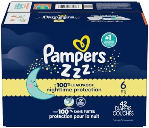 Pampers ZZZ Overnight Diapers, Size 4 (22-37 lbs), 58 Count, Nighttime Protection Disposable Baby Diaper, Night Time Leak and Skin Protection