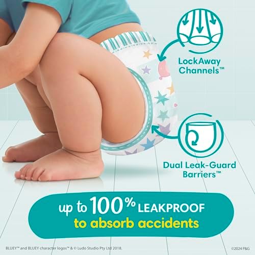 Pampers Training Pants - Easy Ups Boys & Girls Bluey - Size 2T-3T, 140 Count, Children's Potty Underwear (Packaging May Vary)