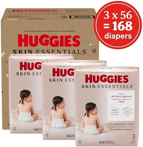 Huggies Size 2 Diapers, Skin Essentials Baby Diapers, Size 2 (12-18 lbs), 74 Count, Packaging May Vary
