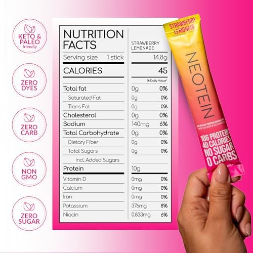 Electrolyte Powder Packets, Protein Powder with 10g Protein & Collagen - Hydration Packets - Zero Sugar, NO Fillers, NO Carbs | Variety Pack | 40 Calories | Keto & Paleo | Pack of 24