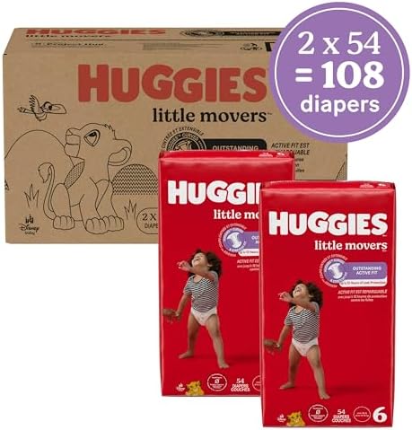 Huggies Size 4 Diapers, Little Movers Baby Diapers, Size 4 (22-37 lbs), 22 Count, Packaging May Vary