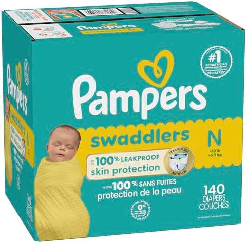 Pampers Baby Diapers - Swaddlers - Size 0, 84 Count, Ultra Absorbent Disposable Newborn Diaper