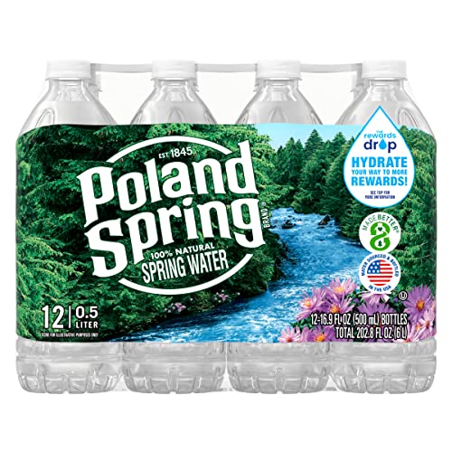Poland Spring Maine Spring Water Bottles, 24 Pack – Crisp, Still Bottled Water with Naturally Balanced Occurring Minerals & Electrolytes for Taste - 16.9 Fl Oz