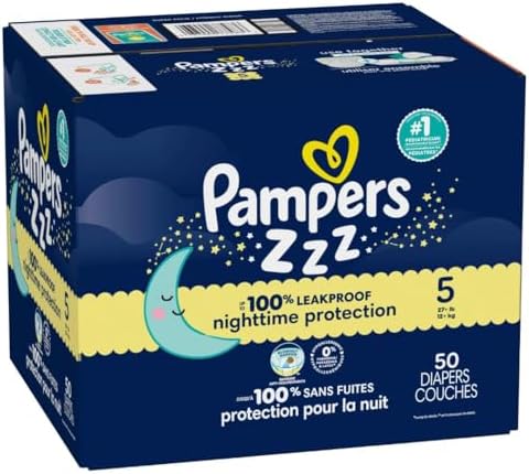 Pampers ZZZ Overnight Diapers, Size 4 (22-37 lbs), 58 Count, Nighttime Protection Disposable Baby Diaper, Night Time Leak and Skin Protection