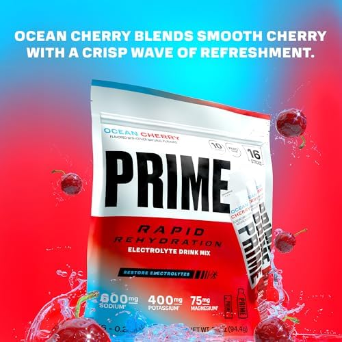 Prime Rapid Rehydration Electrolyte Powder Sticks, Berry Citrus Rush, Sugar Free Hydration Drink Mix with Sodium, Potassium & B Vitamins, Caffeine Free, 16 Count