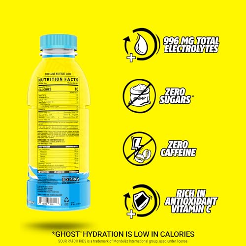 GHOST Hydration Drink, Welch’s Grape - RTD Sports Drink with Electrolytes, Natural Vitamins & Minerals - All Day Lifestyle Hydration Beverage - Zero Caffeine & Zero Sugars - 16.9 Fl Oz, 12 Pack