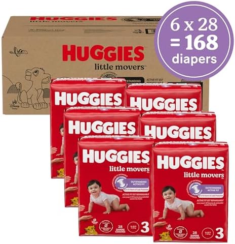 Huggies Size 4 Diapers, Little Movers Baby Diapers, Size 4 (22-37 lbs), 22 Count, Packaging May Vary