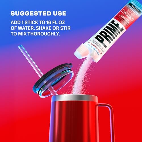 Prime Rapid Rehydration Electrolyte Powder Sticks, Berry Citrus Rush, Sugar Free Hydration Drink Mix with Sodium, Potassium & B Vitamins, Caffeine Free, 16 Count