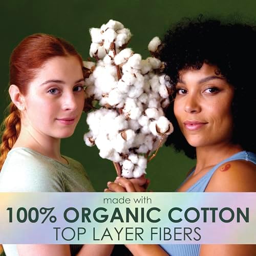 L. Ultra Thin Pads for Women, Overnight Absorbency, Organic Cotton Top Layer, Unscented Pads with Wings, 96 Count (4 Packs of 24)