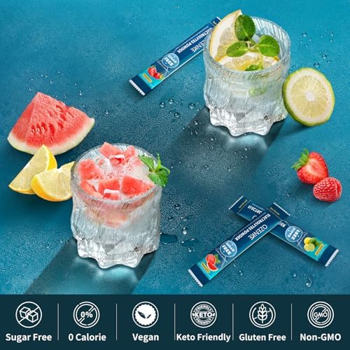 Electrolytes Powder Packets, Hydration Packets, Electrolytes Powder No Sugar, Portable Electrolyte Drink Mix for Rapid Hydration, Sugar Free & Low Sodium | 0 Calorie | 7 Flavors | 20 Sticks