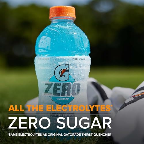 Gatorade Thirst Quencher Zero Sugar Sports Drink, Fruit Punch, 12oz Bottles, 12 Pack, Electrolytes for Rehydration