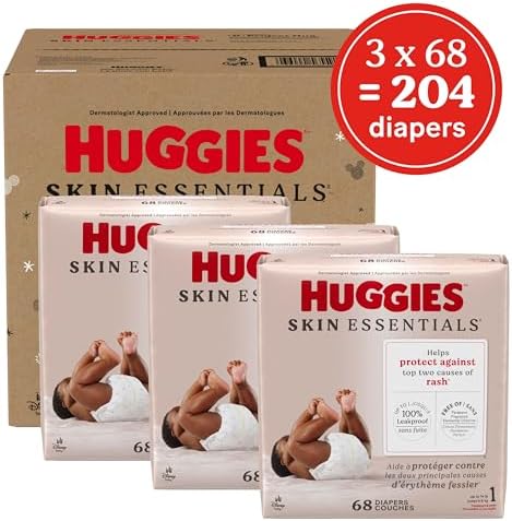 Huggies Size 2 Diapers, Skin Essentials Baby Diapers, Size 2 (12-18 lbs), 74 Count, Packaging May Vary