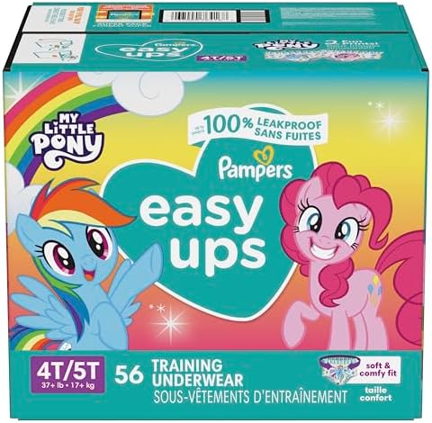 Pampers Training Pants - Easy Ups Girls & Boys - Size 4T-5T, 56 Count, My Little Pony Potty Underwear (Packaging May Vary)