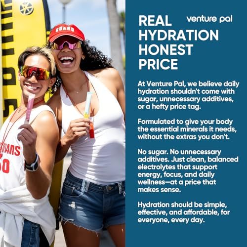 Venture Pal Sugar Free Electrolyte Powder Packets - Liquid Daily IV Hydration Packets | Electrolytes Drink Mix with 5 Vitamins & 7 Electrolytes | Keto Friendly | Non-GMO | Certified Vegan | 16 Sticks