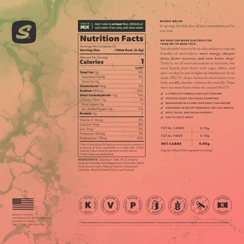 Keto Chow SALTT Electrolytes Powder Packets, Booyah Berry (30 Hydration Packets) - Magnesium, Potassium, Sodium, Trace Minerals - Vegan, Sugar Free, Gluten Free - Travel Essentials - Made in USA