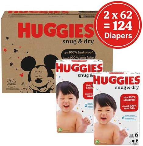 Huggies Size 1 Diapers, Snug & Dry Newborn Diapers, Size 1 (8-14 lbs), 128 Count, Packaging May Vary
