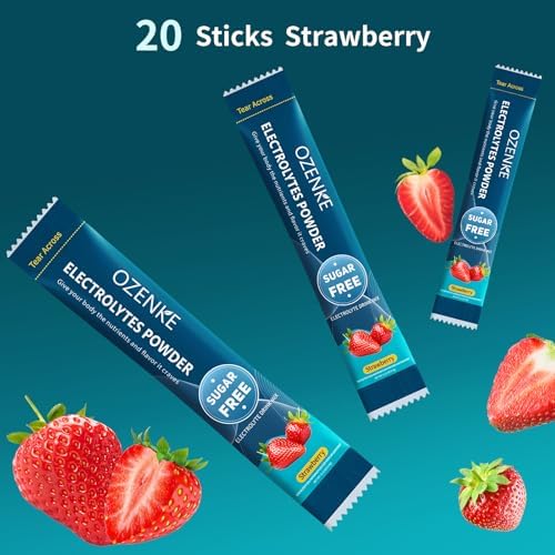 Electrolytes Powder Packets, Hydration Packets, Electrolytes Powder No Sugar, Portable Electrolyte Drink Mix for Rapid Hydration, Sugar Free & Low Sodium | 0 Calorie | 7 Flavors | 20 Sticks