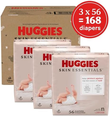 Huggies Size 2 Diapers, Skin Essentials Baby Diapers, Size 2 (12-18 lbs), 74 Count, Packaging May Vary