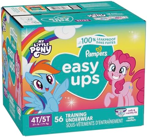 Pampers Training Pants - Easy Ups Girls & Boys - Size 4T-5T, 56 Count, My Little Pony Potty Underwear (Packaging May Vary)