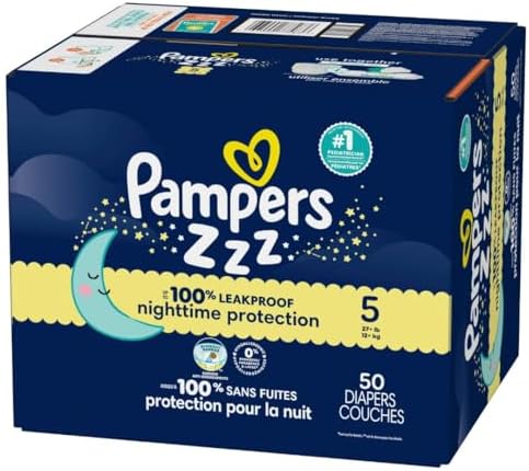 Pampers ZZZ Overnight Diapers, Size 4 (22-37 lbs), 58 Count, Nighttime Protection Disposable Baby Diaper, Night Time Leak and Skin Protection