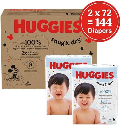 Huggies Size 1 Diapers, Snug & Dry Newborn Diapers, Size 1 (8-14 lbs), 128 Count, Packaging May Vary