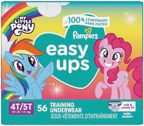 Pampers Training Pants - Easy Ups Girls & Boys - Size 4T-5T, 56 Count, My Little Pony Potty Underwear (Packaging May Vary)
