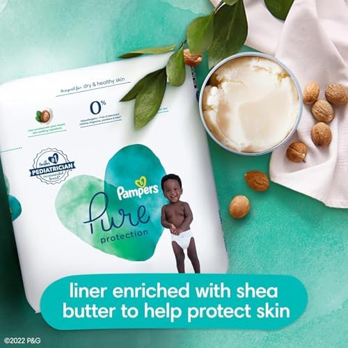 Pampers Pure Protection Baby Diapers, Size 1 (8-14 lbs), 82 Count, Up to 100% Leakproof, Premium Plant-based Skin Protection, Hypoallergenic Soft Diapers