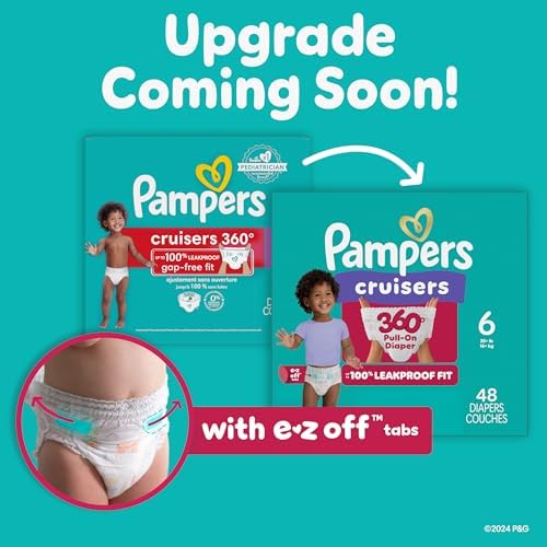 Pampers Diapers - Cruisers 360 - Size 4, 144 Count, Babyproof up to 100% Leakproof Pull-On Diaper