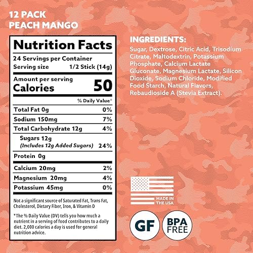 HOIST Electrolyte Drink Mix Powder Sticks – Rapid Rehydration, Military Hydration Formula – Peach Mango (12 Single-Serve Packs)