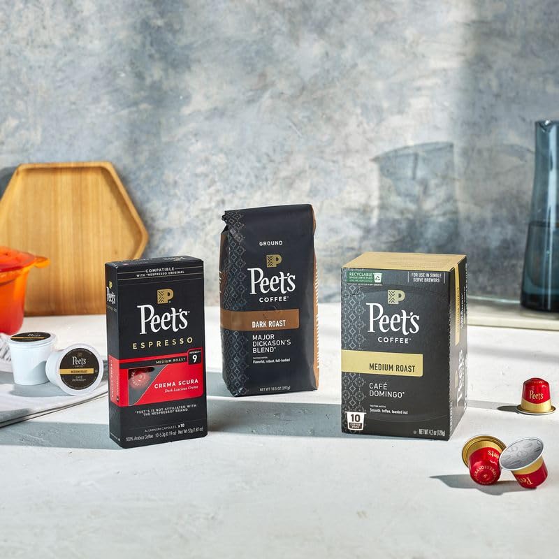 Peet's Coffee, Dark Roast Single Serve Coffee Pods - Major Dickason's Blend 75 Count (1 Box of 75 Pods)
