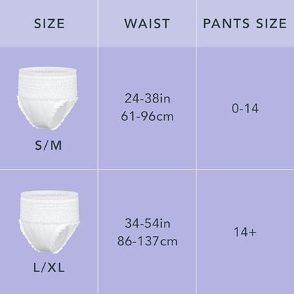Rael Disposable Underwear for Women, Organic Cotton Cover - Incontinence Pads, Postpartum Essentials, Disposable Underwear, Unscented, Maximum Coverage (Size S-M, 12 Count)