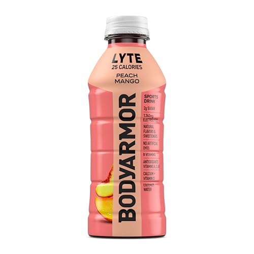 BODYARMOR LYTE Sports Drink Low-Calorie Sports Beverage, Peach Mango, Coconut Water Hydration, Natural Flavors With Vitamins, Potassium-Packed Electrolytes, Perfect For Athletes, 12 Fl Oz (Pack of 8)
