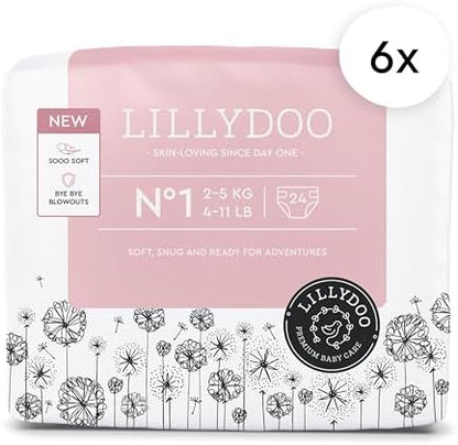 Baby Diapers - Size 1 (4-11 lbs), Half-Monthly Supply (72 Count), Leak Protection, Skin-Friendly, Ultrasoft, Perfume- &amp; Chlorine-Free, Hypoallergenic, Dermatologist Tested, Oeko-TEX®
