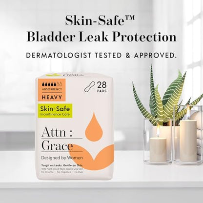 Attn: Grace Moderate Incontinence Pads for Women, 28-Pack - High Absorbency, Breathable, Plant-Based - Incontinence Pads for Moderate Bladder Leaks &amp; Sensitive Skin