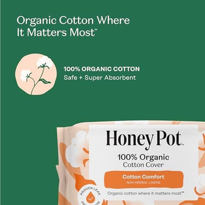 The Honey Pot Company - Sanitary Pads for Women - Non-Herbal Regular Flow w/Wings - Organic Cotton Cover &amp; Ultra-Absorbent Pulp Core - Feminine Care - 20 ct