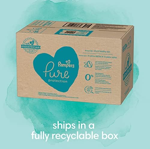 Pampers Pure Protection Baby Diapers, Size 1 (8-14 lbs), 82 Count, Up to 100% Leakproof, Premium Plant-based Skin Protection, Hypoallergenic Soft Diapers