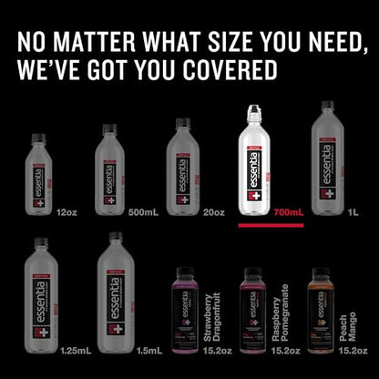 Essentia Water LLC, Ionized Alkaline Bottled Water; 99.9% Pure, Infused with Electrolytes, 9.5 pH or Higher with a Clean, Smooth Taste, 23.67 Fl Oz (Pack of 24)