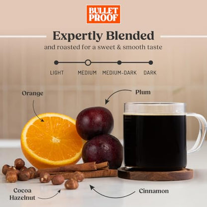 Bulletproof The Mentalist Medium-Dark Roast Ground Coffee, 12 Ounces, Clean Coffee Tested for Toxins, Packaging May Vary